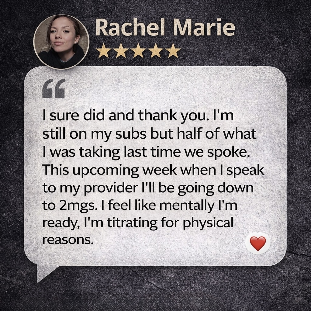 Testimonial card from Rachel Marie